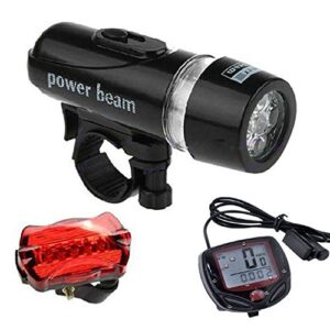 Generic 002 LED Headlight Rear Light and Speedometer Bicycle Combo, Adult